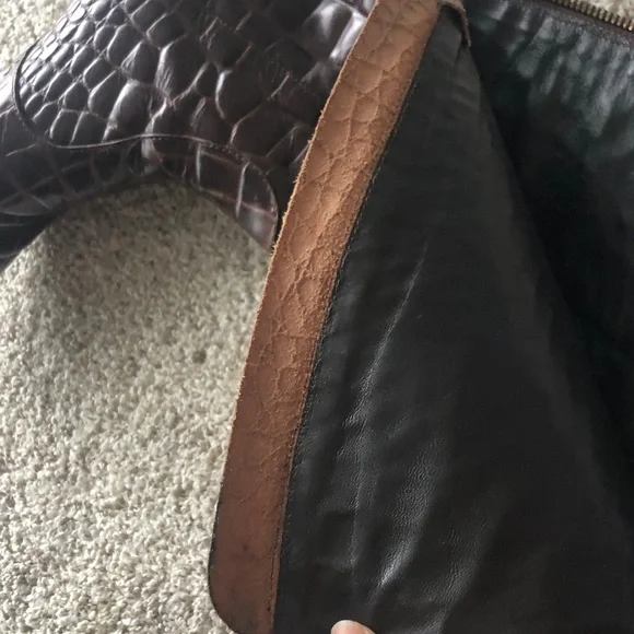 AUTHENTIC TORY BURCH Leather Equestrian rider Boot Crocodile print - Picture 6 of 11